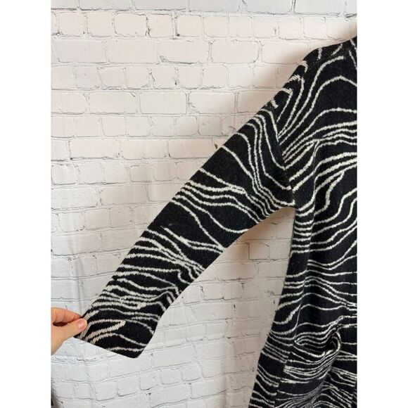 MAEVE ANTHROPOLOGIE lambswool black white knit cardigan sweater S - Picture 5 of 10